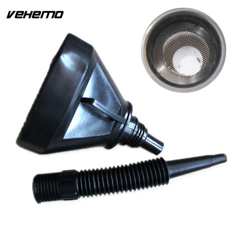 Vehemo Safety Oil Fuel Water Funnel With Screen Filter Tubing Tube Oil Gas Filters Heavy Duty Plastic