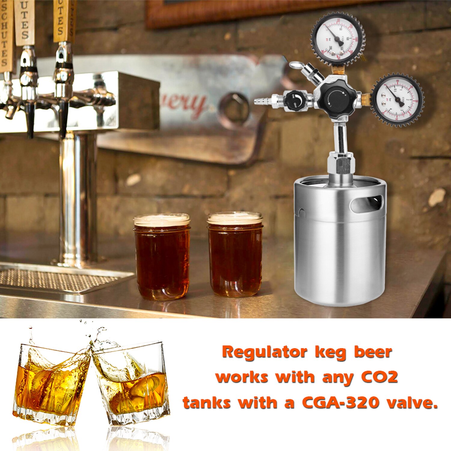 CGA320 bière fût CO2 régulateur sécurité soupape de surpression 0-3000 PSI réservoirs pression réglable