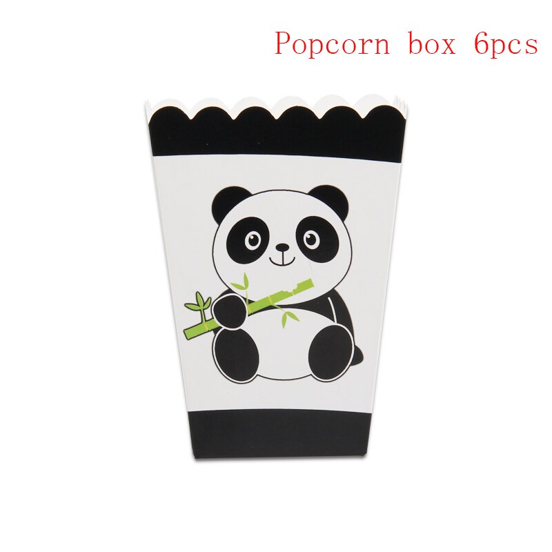 10 pièces/ensemble Panda thème fête papier bannières drapeau bébé douche enfants joyeux anniversaire fête décor papier fanion vaisselle jetable: Popcorn box 6pcs