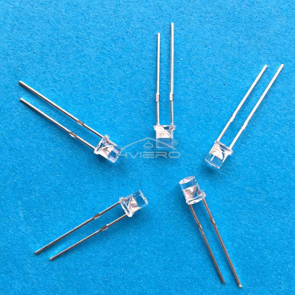 100X F3 3mm 2pins Flat head Bright LED Decoration Bulb White Red Yellow Blue Water Clear Wide Angle Light Emitting Diode Lamp