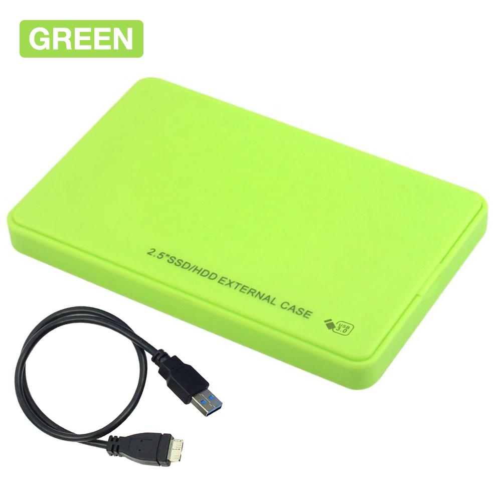 2.5 Inch Hard Drive Case USB 3.0 To SATA I/II/III Tool-Free External Hard Drive Case ABS SSD External Storage HDD Box 9.5mm 7mm: Green
