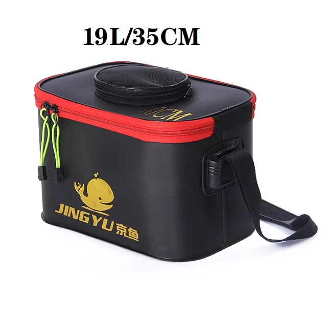EVA Portable Fishing Bag Folding Thicken Live Fishing Box Tank Bucket Camping Fishing Tackle Fishbox Storage Bag fishing gear: 19L black