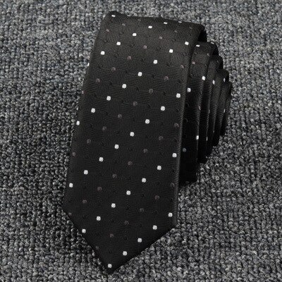 Nowy żakardowy krawat tkany dla mężczyzn klasyczny krawat w kratkę moda poliester męski krawat na ślub garnitur Plaid kropki krawat: SJ006-6