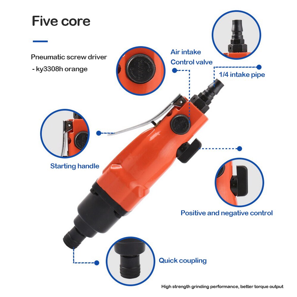 Pneumatic Screwdriver with Straight Handle Industrial Grade Aluminum Alloy Pneumatic Drill Screwdriver Hand Wrench Woodern Tool