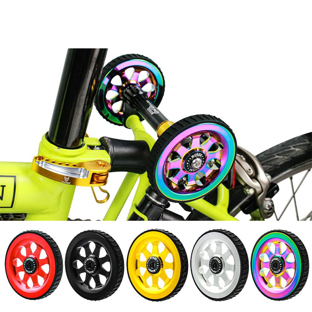 1 Pair Folding Fahrrad Easywheel Für Brompton Aluminium Legierung CNC Easywheel Ultraleicht Versiegelt Lager Push Räder Radfahren Teile