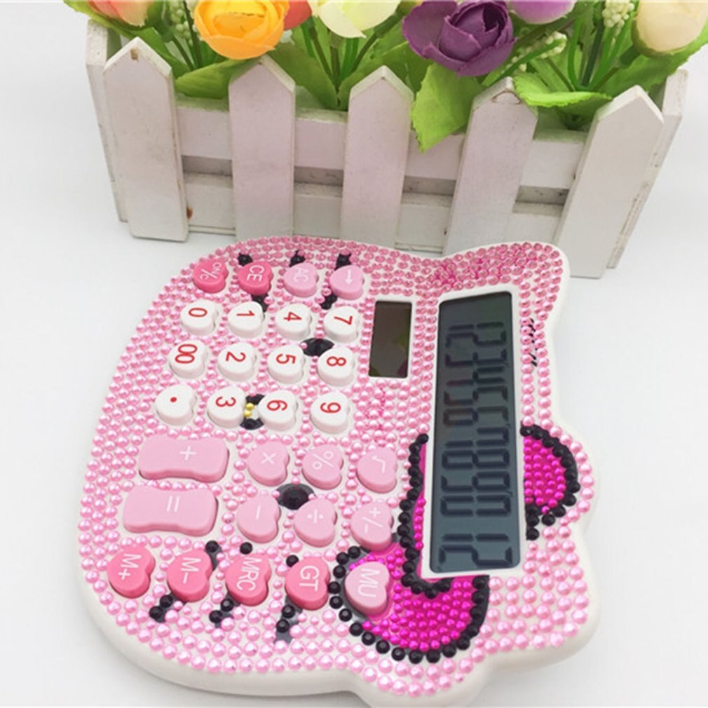 Strass cristal diamante mini calculadora de plástico moda energia solar calculadora estudante escritório papelaria: 4