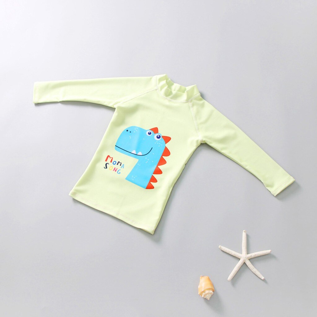 Baby Kids Jongen Cartoon Dinosaurus Print Badpak Tops Shorts En Hoed Zwemmen Set Zomer Strand Lange Mouw Koele badpak