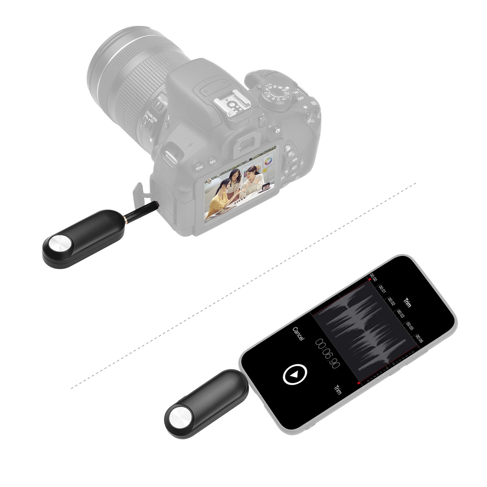 Andoer Wireless Lavalier Lapel Mic Rechargeable Clip-on Microphone System 20m Working Distance for Phones Camera Video Recording