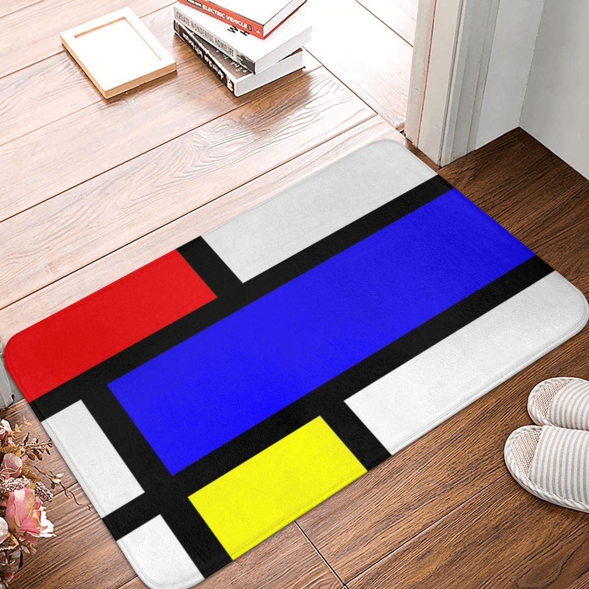 Alfombrilla Mondrian para el baño, decoración de calcetines 3D, felpudo antideslizante para entrada, sala de estar, cocina, dormitorio y balcón: Best Selling 80x50cm
