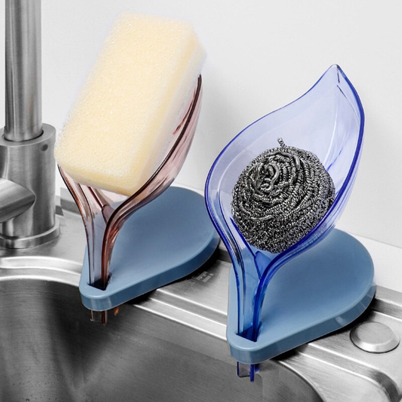 Leaf Soap Storage Rack V-Shaped Drain Soap Box Organize Non-Perforated Soap Shelf Bathroom Kitchen Accessories
