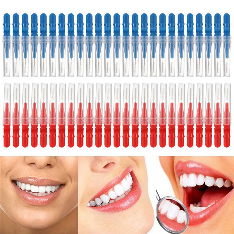 50 Stuks Wegwerp Tandenborstel Orale Gezondheid Schoonmaken Tand Flossen Hoofd Tanden Hygiëne Orale Plastic Rager Tandenstoker