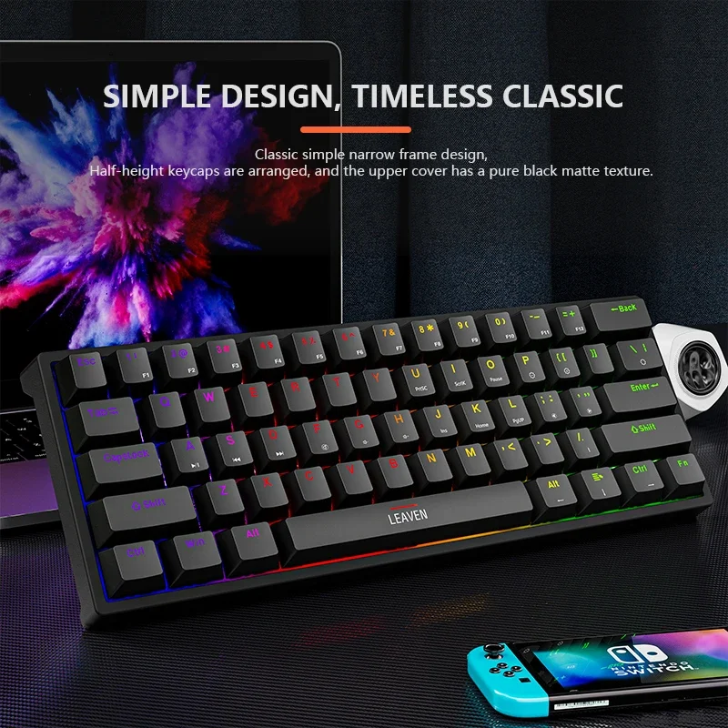 K620 mini mekaniske spilltastaturer 61 smakebit rgb hotswap type-c kablet spilltastatur pbt-tastehetter 60%  ergonomiske tastaturer