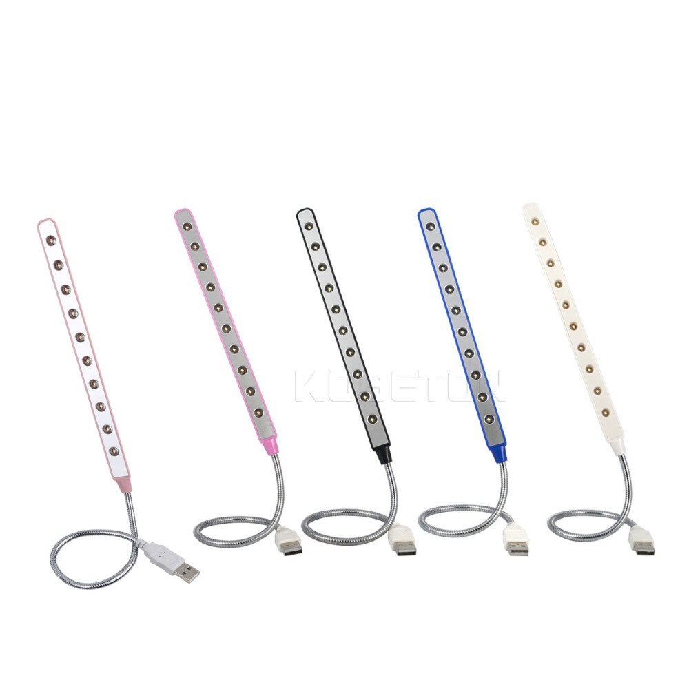 Kebidumei Flexible Ultra Bright Mini 10 LEDS Lamp USB Light PC Laptop Computer Convenient For Reading Gadget