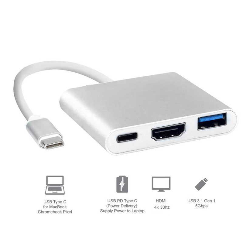 USB C HUB naar HDMI Adapter Voor Macbook Pro/Air Thunderbolt 3 USB Type C Hub naar HDMI 4K USB 3.0 Poort USB-C Power Levering