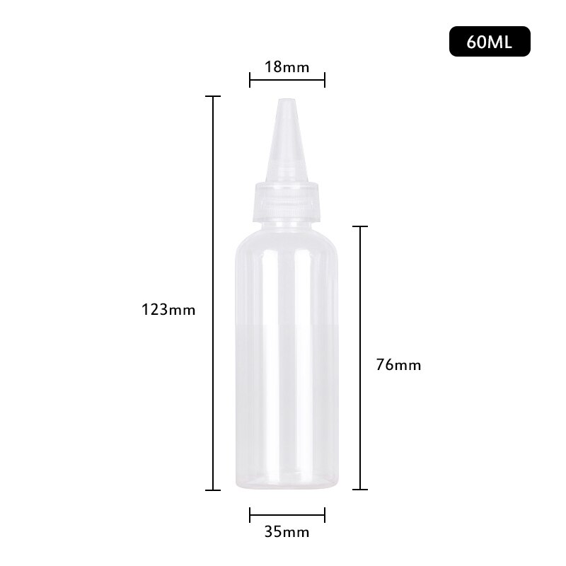 100ml Transparent Sharp-mouth Bottle Plastic Bottle Color Empty Paste Container Dye Bottle, Squeezable And Sub-bottled TXTB1