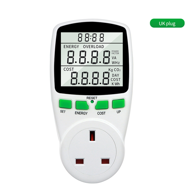 Digitaler Leistungsmesser, digitaler LCD-Stromzähler, Zähler, Ausgang, Leistungsmesser, zeitliche Koordinierung-Buchse, elektronische Zeitschaltuhr, Steckdose: Silber