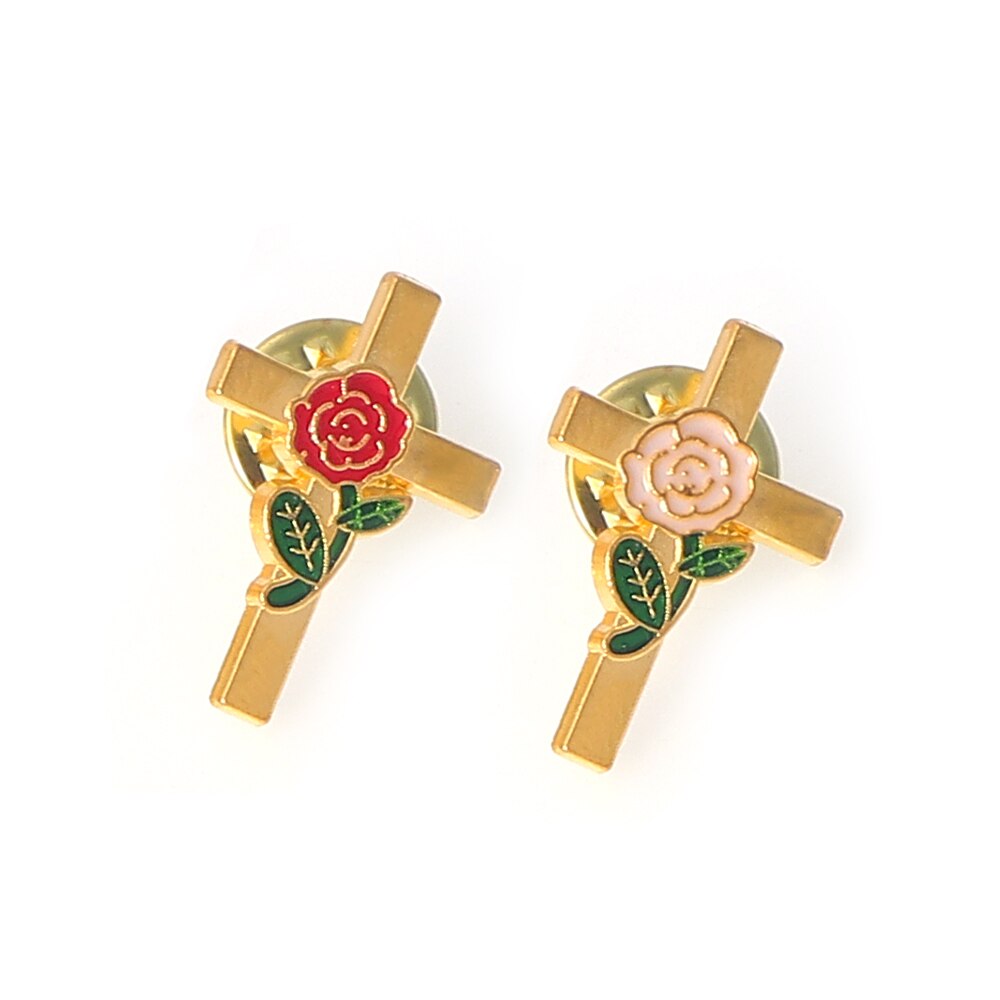 1 sæt rosenbrocher krydsmedalje broche jhs medalje flerfarvet til kvinder taske reversnåle mænd smykker religiøs nål: Dn424-6