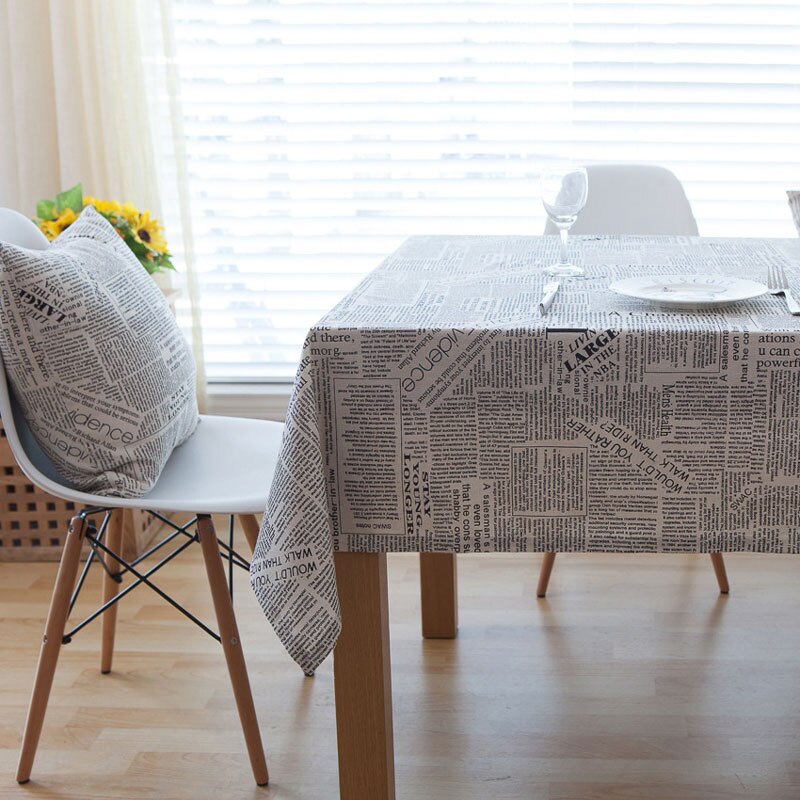 Retro aviser mønster dekorativ duge bomuld linned duge spisebord dækning til køkken hjem 6