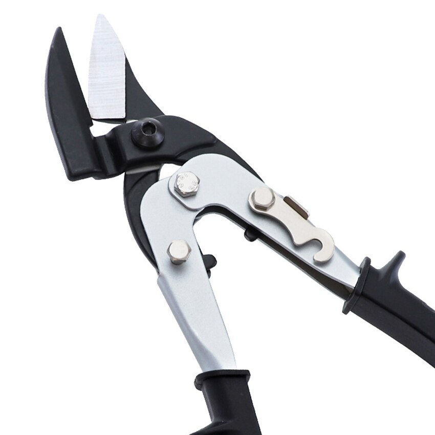 10 Inch Industrial Aviation Shears with Safety Lock, Offset Left Cut Aviation Snip, Built-in Spring, for Cutting Metal Wires