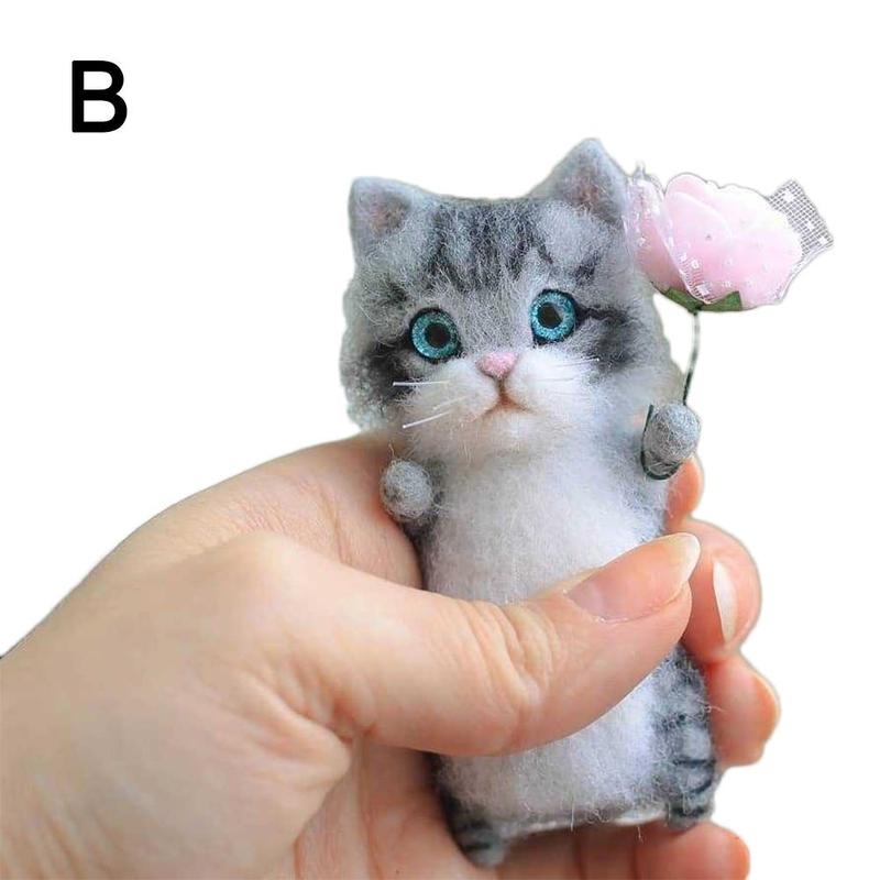 Non-finished Wool Felt Needle Poked Kitting Diy Cute Handmade Decor Wool Pets Toy Package Felting Animal W0q0: B