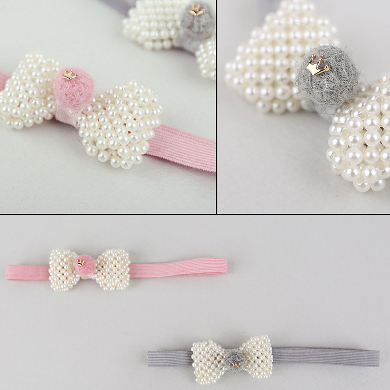 Fasihon Baby Meisje Hoofddeksels Pearl Bows Hoofdband Elastische Voor Haarbanden Leuke Kroon Prinses Haaraccessoires Ornamenten Hoofdtooi