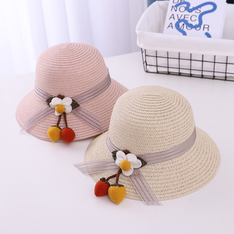 Summer Sweet Cute Flowers Kids Straw Hats Children Beach Cap Baby Photography Props Baby Girl Hat Sun Visor Caps