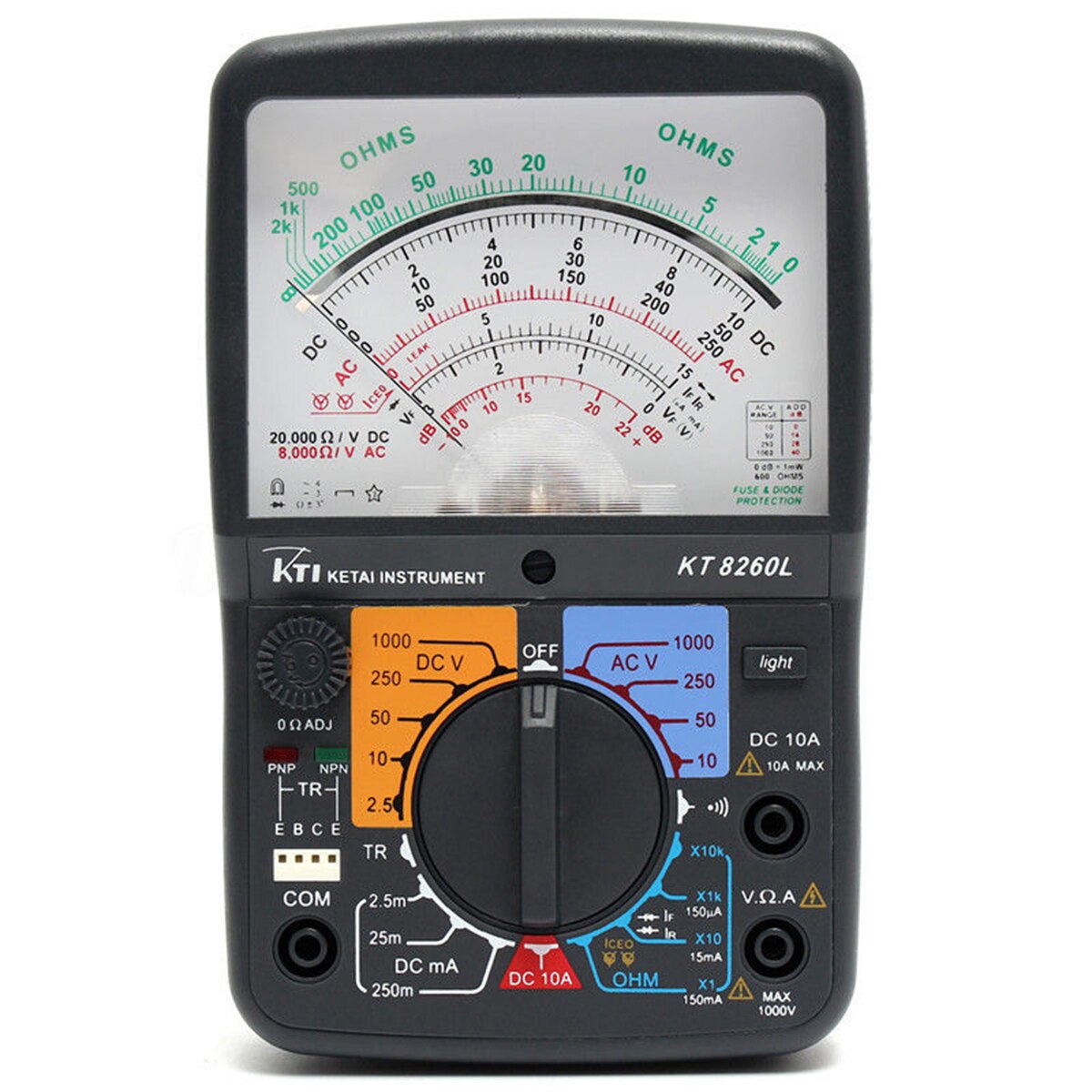 Digitale Multimeter KT8260L Analoge Multimeter Acv/Dcv/Dca/Elektrische Weerstand Tester Meetinstrument Met 2Pcs Test pen