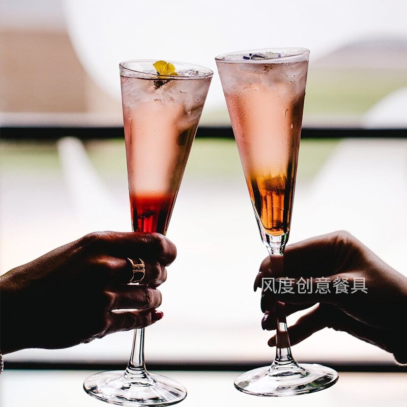 V Shaped Cocktail Glass Cup Crystal Champagne Glass Wine Goblet For Drinking Copas De Vino Kitchen Dining Bar EB5BL