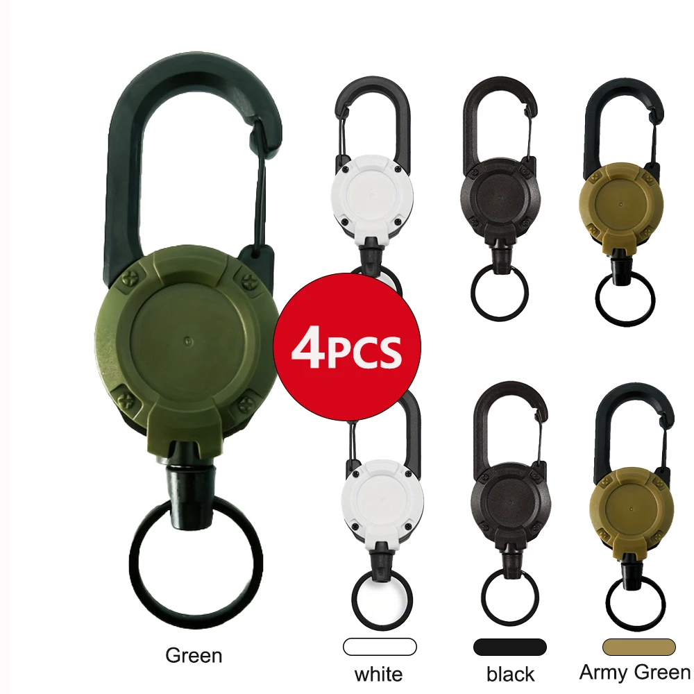 1/2/4 Uds soportes retráctiles extensibles llavero carretes de insignia Clip resistente con mosquetón llavero para hombres bolsas al aire libre