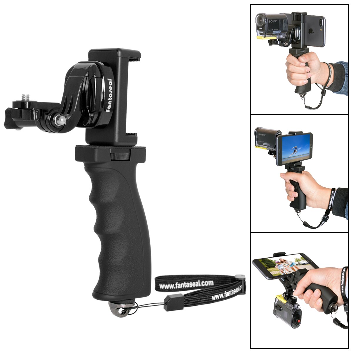 Fantaseal Action Camera Hand Grip Mount + Mobile P... – Grandado