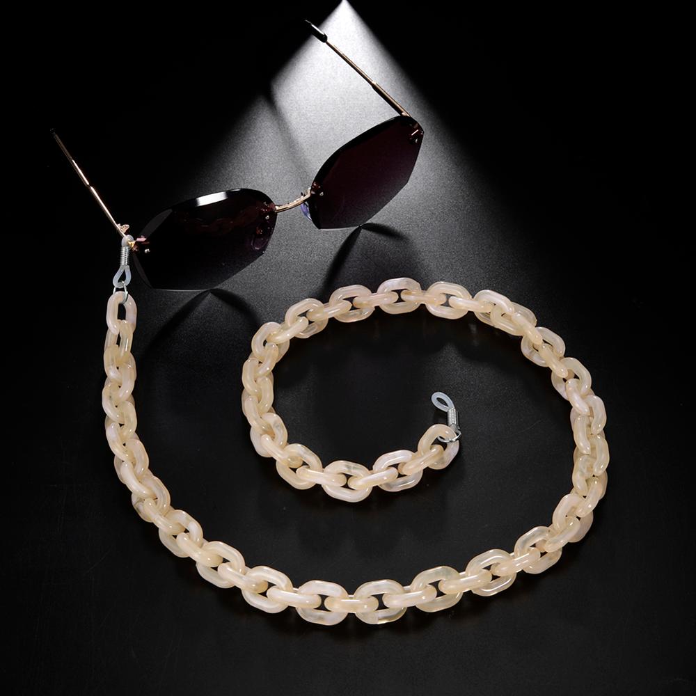 Teamer Punk Bril Ketting Voor Mannen Vrouwen Acryl Lanyard Zonnebril Kettingen Straps Cords Hals Houder Brillen Anti-Slip Ketting: Cream-silver