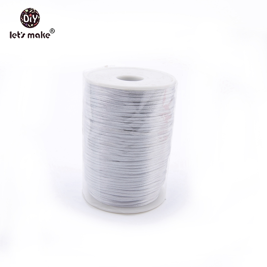 Lad os lave stærke flettet satin nylon snor reb diy gør fund perler tråd 2mm snor til tænder sensoriske beaded legetøj: Grå