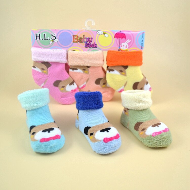 Cartoon Winter Warm Thickening Baby kid Terry Socks Animal GiraffeBear Rabbit Cat Dog Newborn Cotton Boy Girl Cute Toddler Socks: 1 Pair Random2