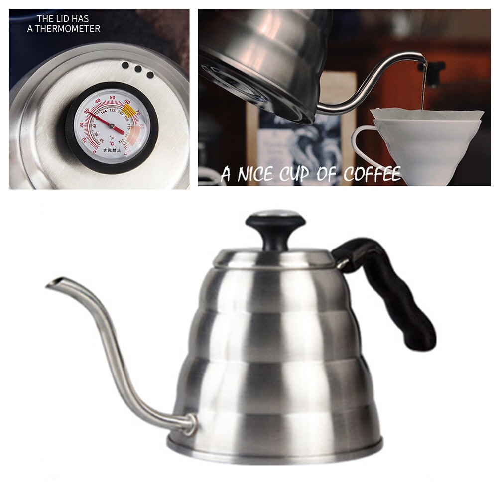 Coffee Gator Pour Over Kettle Stainless Steel Kettle Gooseneck Spout 1200ML with Thermometer for Coffee Kitchen Water Tools