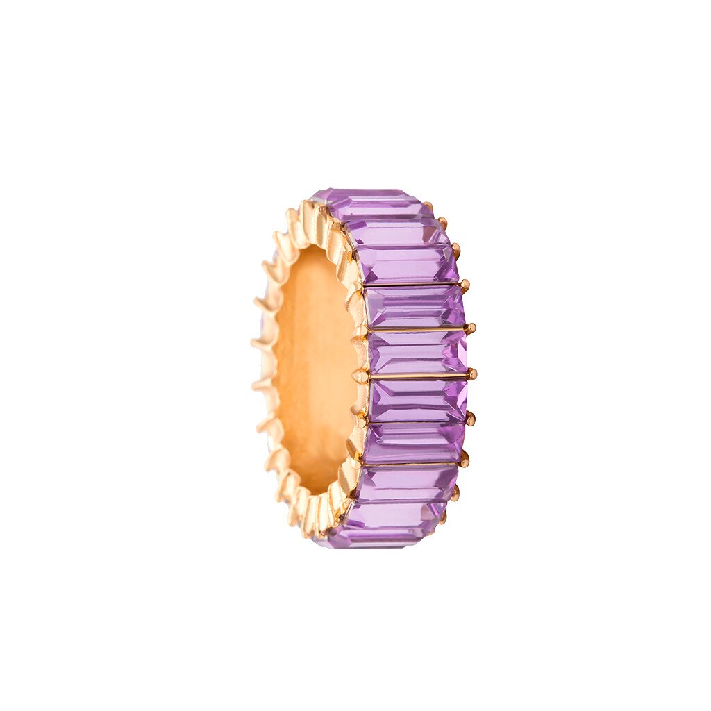 Anillo exquisito con tachuelas para mujer, piedra geométrica del arco iris, de joyería de boda, Anillos de Anel Anillos de la Alianza # jink: Purple