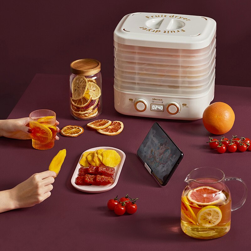 220V Household Dried Fruit Maker Automatic Food Dryer Multifunction Fruit Vegetables Spices Dehydrator Adjustable Height 5 Layer