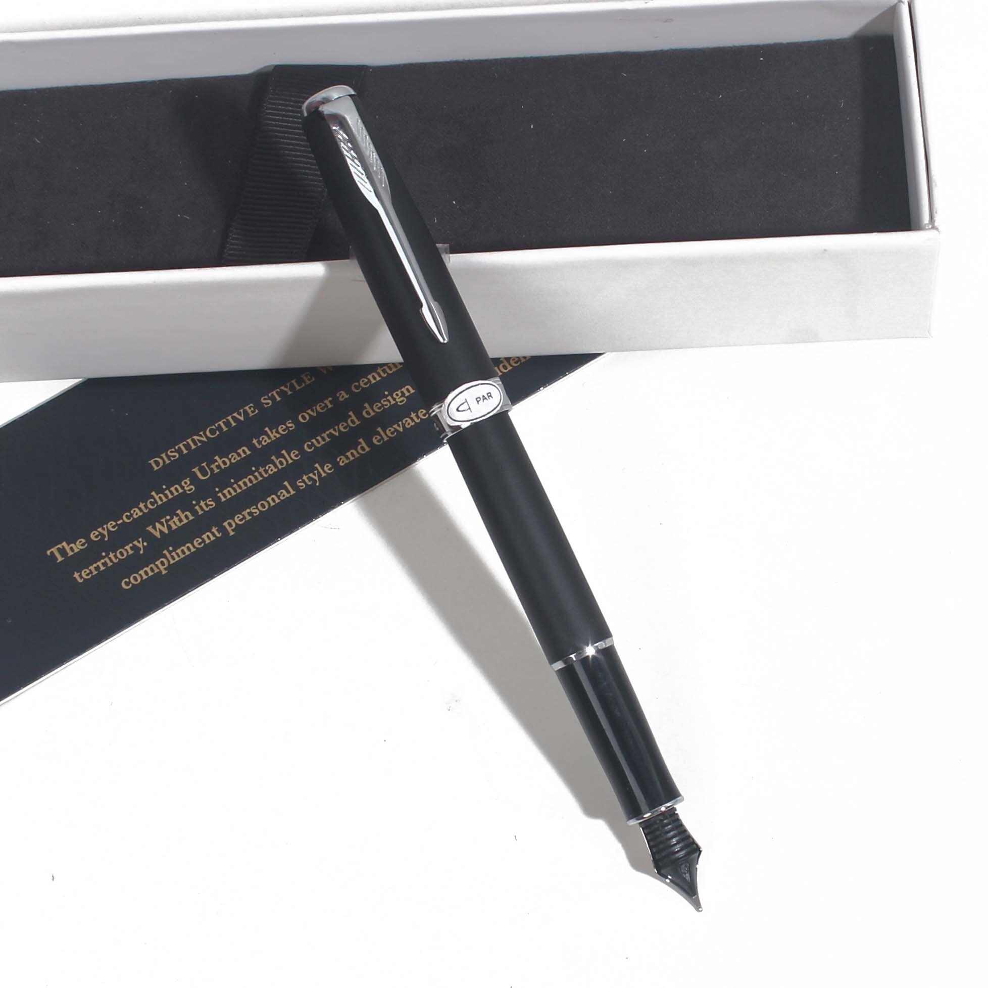 Sonneting Fountain pen metal office school pen Classic gold black gold clip pen with box black pen: Mate Black Silver