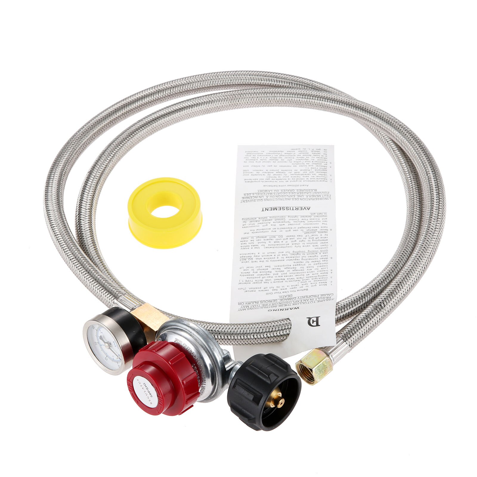 Propane Burners Stove 0-30 PSI High Pressure Propane Regulator With Gauge/Indicator And Gas Line Pipe Thread Tape