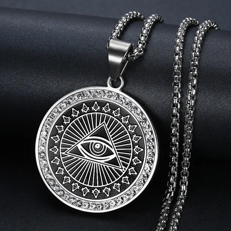 Colgante Vintage de ojo de sol de Dios, collar de ojo que todo lo ve, joyería de amuleto religioso para hombres y mujeres