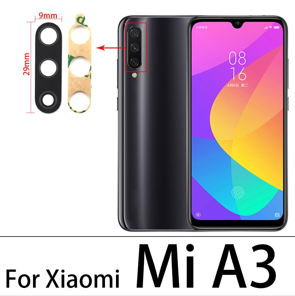 2 uds, lente de cristal de cámara trasera Mi A3 con cinta adhesiva para Xiaomi Redmi 6 Pro / Mi A2 lite A1, piezas de repuesto: For Mi A3