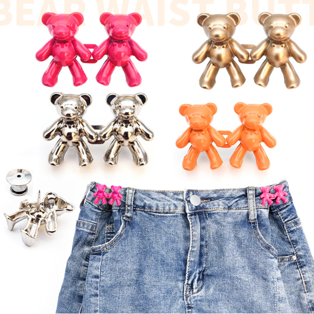 boton pantalon ajustable botones ajustables para jeans Pin de botón de ajuste de cintura de oso para mujer, hebilla de cintura de oso, Pin de botón de Jean desmontable para falda, pantalones vaqueros, , 1Pc: Multicolor