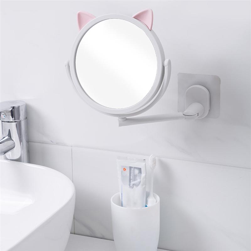 Kattenoor make-upspiegel aan de muur gemonteerde cosmeticaspiegel badkamer make-upspiegel draaibare kaptafelspiegel make-up tools