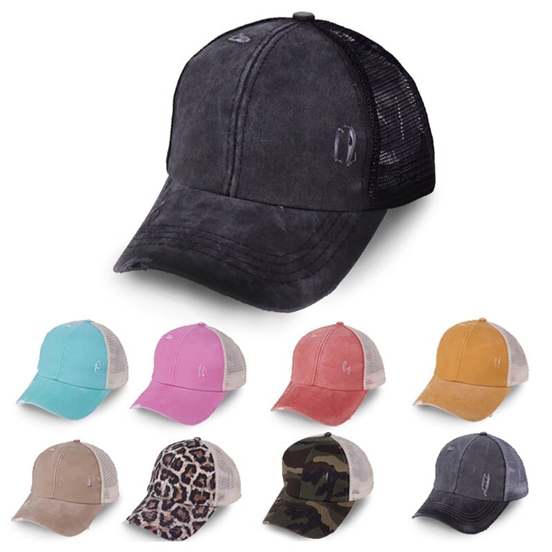 ¡Oferta! Gorra de béisbol con cola de caballo, gorro desordenado para mujer, gorra de algodón lavada con visera de verano, gorra informal para exteriores