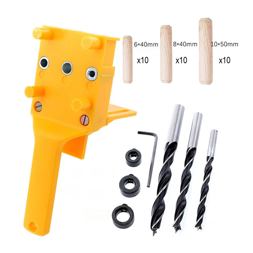 Wood Doweling Jig ABS Plastic Handheld Pocket Hole Jig System 6-10mm Drill Bit Hole Puncher For Carpentry Dowel Joints: type2  yellow