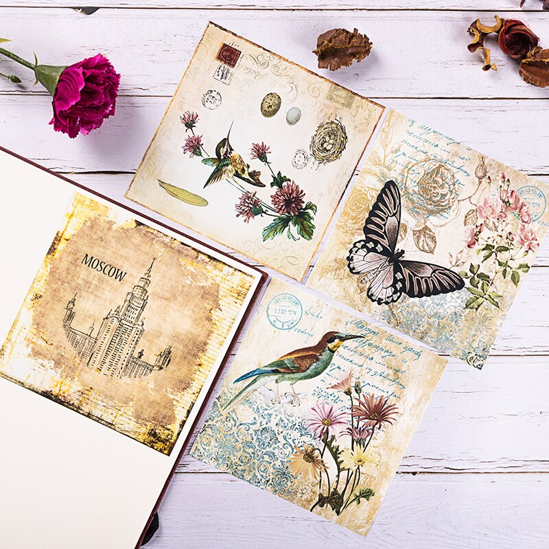 Set van 8 vintage vogelletters en vlindervellumpapier voor scrapbooking, kaarten maken en een junkjournalproject.