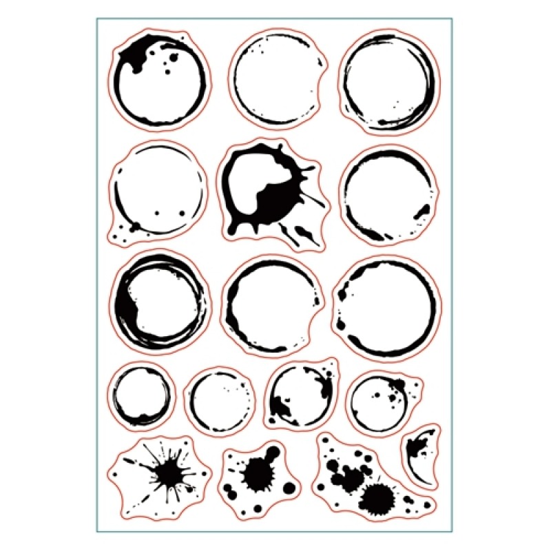 1 Vel Theevlekken Duidelijke Stempel Koffievlekken Achtergrond Transparante Siliconen Stempel Spill voor Scrapbook Kaarten Maken 4,3 x 6,3 Inch: WHITE