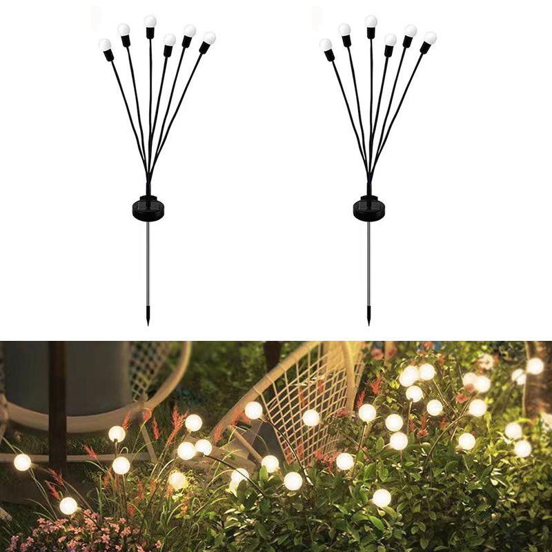 Outdoor Solar Lights LED Fairy Firefly Lawn Lamp Garden Summer Camping Party Wedding Yard Atmosphere Decoration: forest green / 0-5W