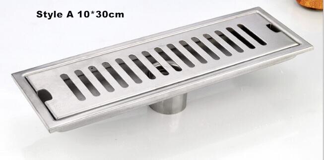 10x40cm Large Modern Brass Grille shape Bathroom Floor Waste Grate Shower Drain Drainer Bathroom Sanitary Floor Drain 58089: White