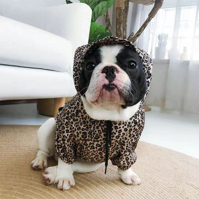 Pet Dog Clothes Leopard Dog Raincoat Spring Summer Sun Protection Pets Clothing French Bulldog Dogs Coat Pug Ropa Perro