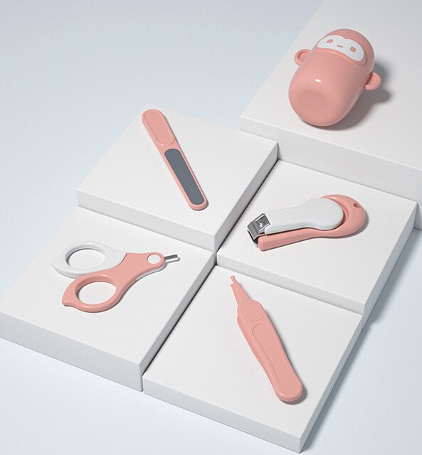 Coupe-ongles pour bébés, ciseaux de manucure et pédicure sûrs à dessin animé pour bébés, coupe-ongles: pink mokey